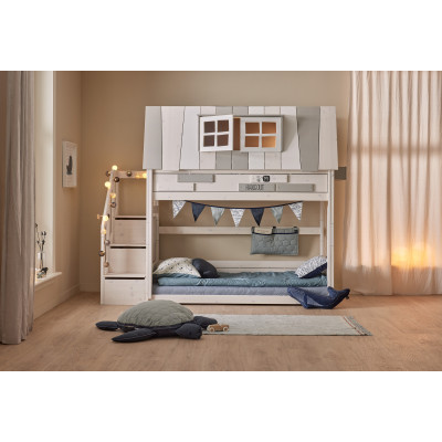 Letto basso Hangout Lifetime 90 x 200 con rete a doghe Deluxe, whitewash