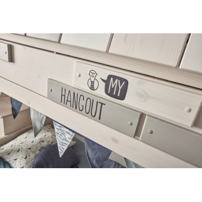 Letto basso Hangout Lifetime 90 x 200 con rete a doghe Deluxe, whitewash