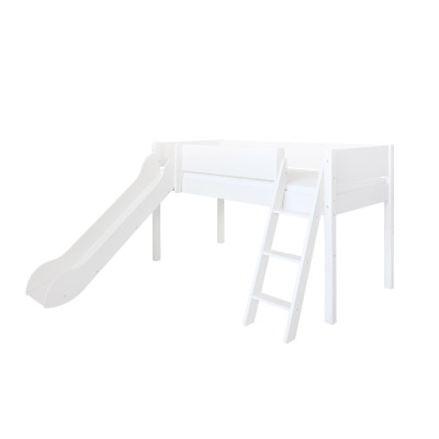 Letto per bambini a mezza altezza con scivolo Manis-h Vilde, 90 x 200 cm, bianco neve