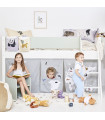 Letto per bambini Manis-h MARI Letto a mezza altezza con rete a doghe e scaletta Snow white