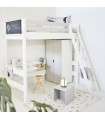 Letto per bambini Manis-h Grete Letto a mezza altezza con 2 letti e scala inclinata Snow white