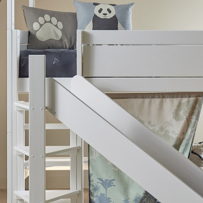 Lifetime 4-in-1 Bett mit Stoffdach und Rutsche, Panda Paradise, mit Lattenrost Standard weiss