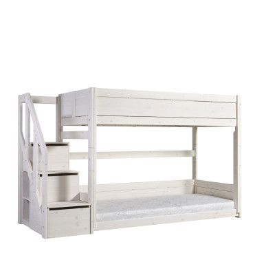 copy of Lifetime low bunk bed with stepladder Breeze 90 x 200 cm, slatted base deluxe whitewash