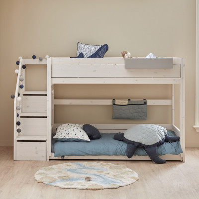 copy of Lifetime low bunk bed with stepladder Breeze 90 x 200 cm, slatted base deluxe whitewash