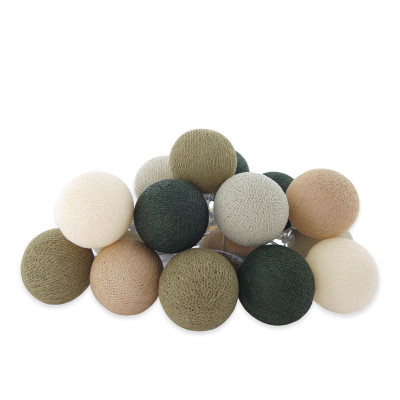 Lumières à cordes Premium Lifetime avec boules de coton - Earthy Green