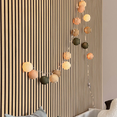 Lifetime Premium String lights with cotton balls - Earthy Green