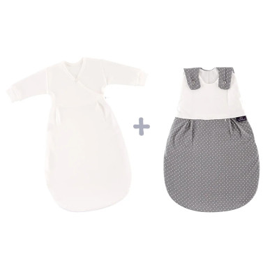 Träumeland baby sleeping bag 2-piece set and 3-piece set LIEBMICH Pünktchen grau