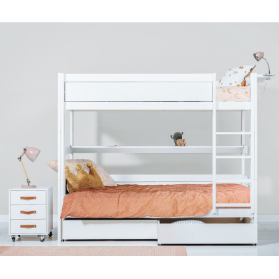 Letto a castello Lifetime 120x200, incl. scala, protezione anticaduta, 2 doghe standard Deluxe Whitewash