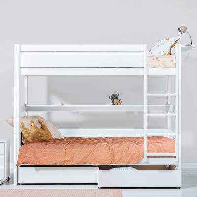 Lifetime bunk bed 120x200, incl. ladder, fall protection, 2 deluxe slatted frames Whitewash