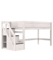 Lifetime Kidsrooms Halbhohes Bett 120 cm, mit Treppe, Premium Rollboden mit 23 Latten whitewash