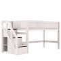 Lifetime Kidsrooms Half-High Bed 120 cm with Stairs, deluxe Slatted Base with 28 Slats Whitewash