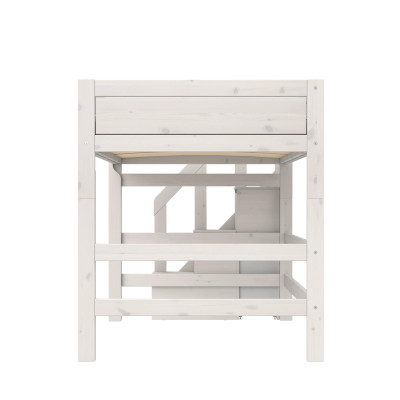 Lit mi-hauteur Lifetime Kidsrooms 120 cm avec escalier, Sommier à lattes deluxe avec 28 lattes, whitewash