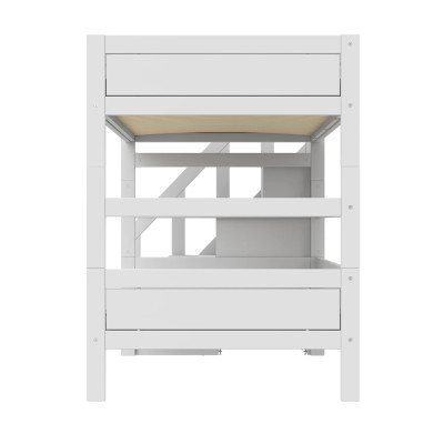 Lifetime Kidsrooms Bunk bed 120 cm, with Staircase, Premium Roller Slat Base with 23 Slats, white