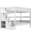 Lifetime Kidsrooms Bunk bed 120 cm, with Staircase, Premium Roller Slat Base with 23 Slats, white