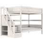 Lifetime Kidsrooms Etagenbett 120 cm, mit Treppe, Premium Rollboden mit 23 Latten whitewash