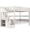 Lifetime Kidsrooms Etagenbett 120 cm, mit Treppe, Premium Rollboden mit 23 Latten whitewash