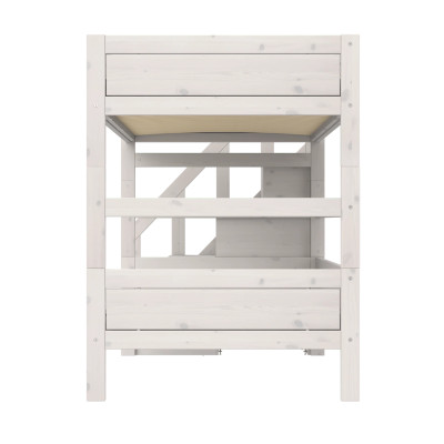 Lit superposé Lifetime Kidsrooms 120 cm, avec escalier, sommier à rouleau premium avec 23 lattes, whitewash