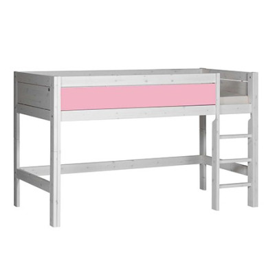 LifeTime-Kidsrooms Letto a mezza altezza Laura 90x200 cm, con struttura a doghe DeLuxe bianca