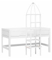 Lifetime Minihochbett mittige Leiter + Turm / Rollboden Weiss Lackiert