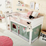 Camera per bambini Lifetime WILD CHILD, mezzo letto a castello 90x200 con scala e tenda bianca