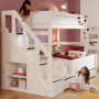 Lifetime Kidsrooms lit superposé Famille 90x140 avec escalier et cadre à lattes de luxe Whitewash