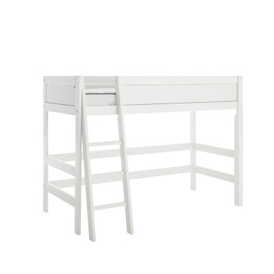 Lifetime loft bed 152cm with deluxe slatted frame sloping ladder white