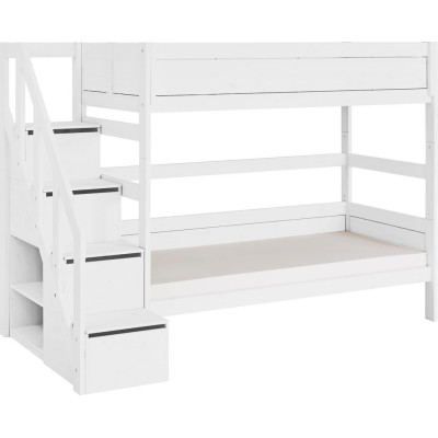 Lifetime bunk bed 90/90x200 with staircase and rolling floor white