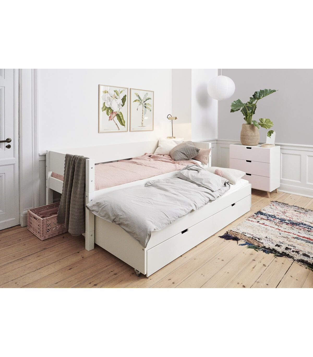 Letto per bambini Design 90x200 cm bianco con materasso