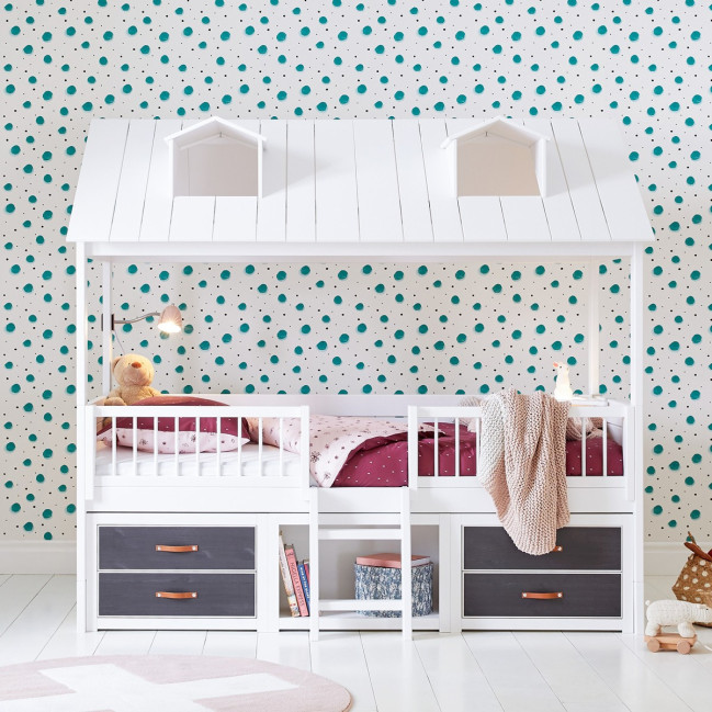 Lifetime Kidsrooms letto a castello Family 120/140x200 con scala e  struttura a doghe deluxe Bianco