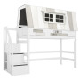 Letto a soppalco medio Lifetime Hangout con pavimento e scale scorrevoli bianco