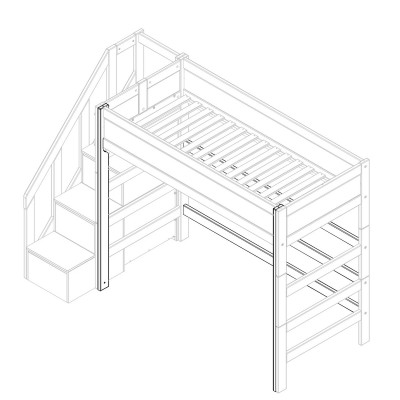 Leifetime parts for loft bed with entry at the head end white