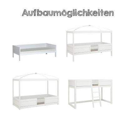 Lifetime 4 in 1 letto con baldacchino con pavimento rotolante bianco