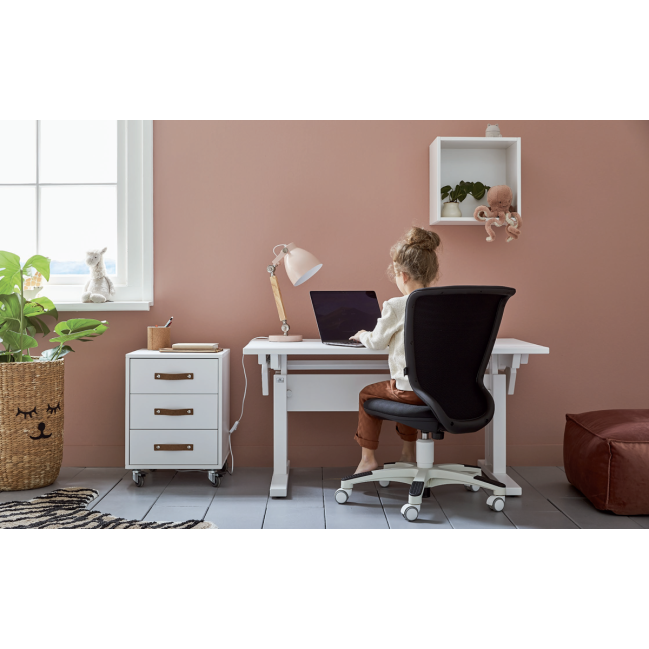 Bureau blanc et hêtre naturel SWING pour chambre enfant