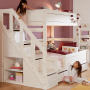 Lifetime Kidsrooms Family letto a castello 90/120 con scale, protezione anticaduta Deluxe Slatted Frame Bianco