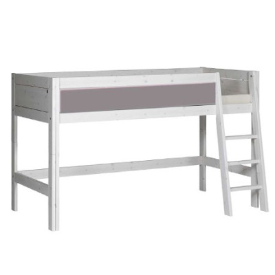 LifeTime-Kidsrooms Letto a mezza altezza Laura-DLR, 90x200 cm, con struttura a doghe DeLuxe imbiancata