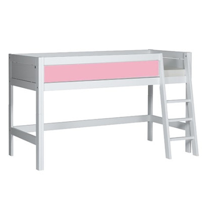 LifeTime-Kidsrooms Letto a mezza altezza Laura-DLR, 90x200 cm, con struttura a doghe DeLuxe imbiancata