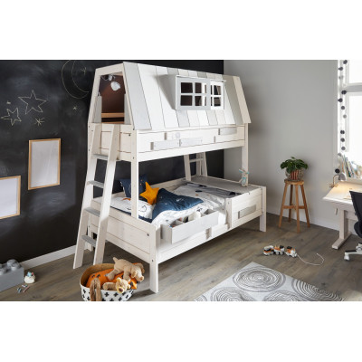 Lifetime Hangout bunk bed 140x200 with DeLuxe slatted frame whitewash