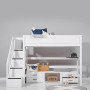 Lifetime loft bed Kombi 1 with stairs, drawers and roller floor white