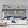 Lifetime 4 en 1 lit Combi 1 Dino avec toit en tissu et sommier Whitewash