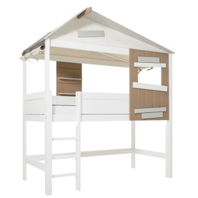 Lifetime Half-Height Cabin Bed with Straight Ladder and Slatted Frame - The Hideout Weiss