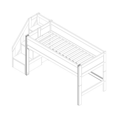 Lifetime parts for half-height bed with entry at the head end whitewash