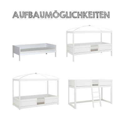 Lifetime four-poster bed 4 in 1 with sky Fairy Dust, 90x200 cm, Incl. deluxe slatted frame white