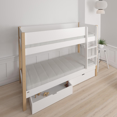 Manis-h bunk bed HODER with slatted frame 159x210x104 cm Snow white with drawers