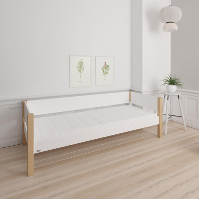 Manis-h LUNA cot 90x200 cm with pull-out bed and 2 drawers Snow white with beech post