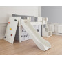 Manis-h cot LOKE 90 x 200 cm with climbing wall and stairs Snow white