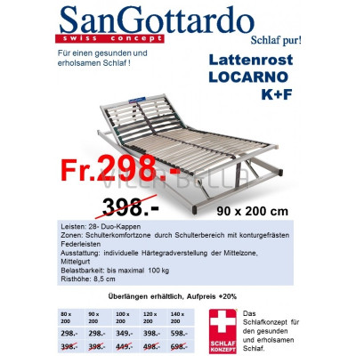 San Gottardo Slatted frame Locarno K+F 80 x 200 cm