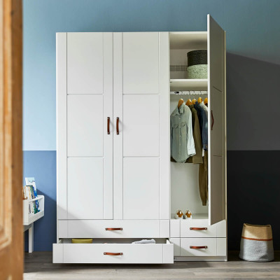 Armoire Lifetime 100 cm avec 2 portes et 2 tiroirs blanc