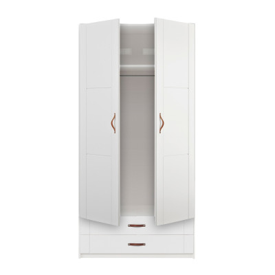 Armoire Lifetime 100 cm avec 2 portes et 2 tiroirs blanc