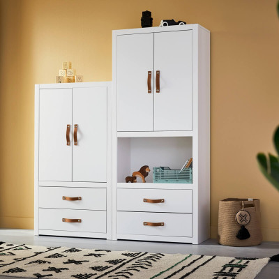 Lifetime loft bed with stairs, drawers and deluxe slatted frame white