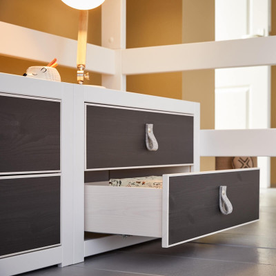 Lifetime loft bed with stairs, drawers and deluxe slatted frame white